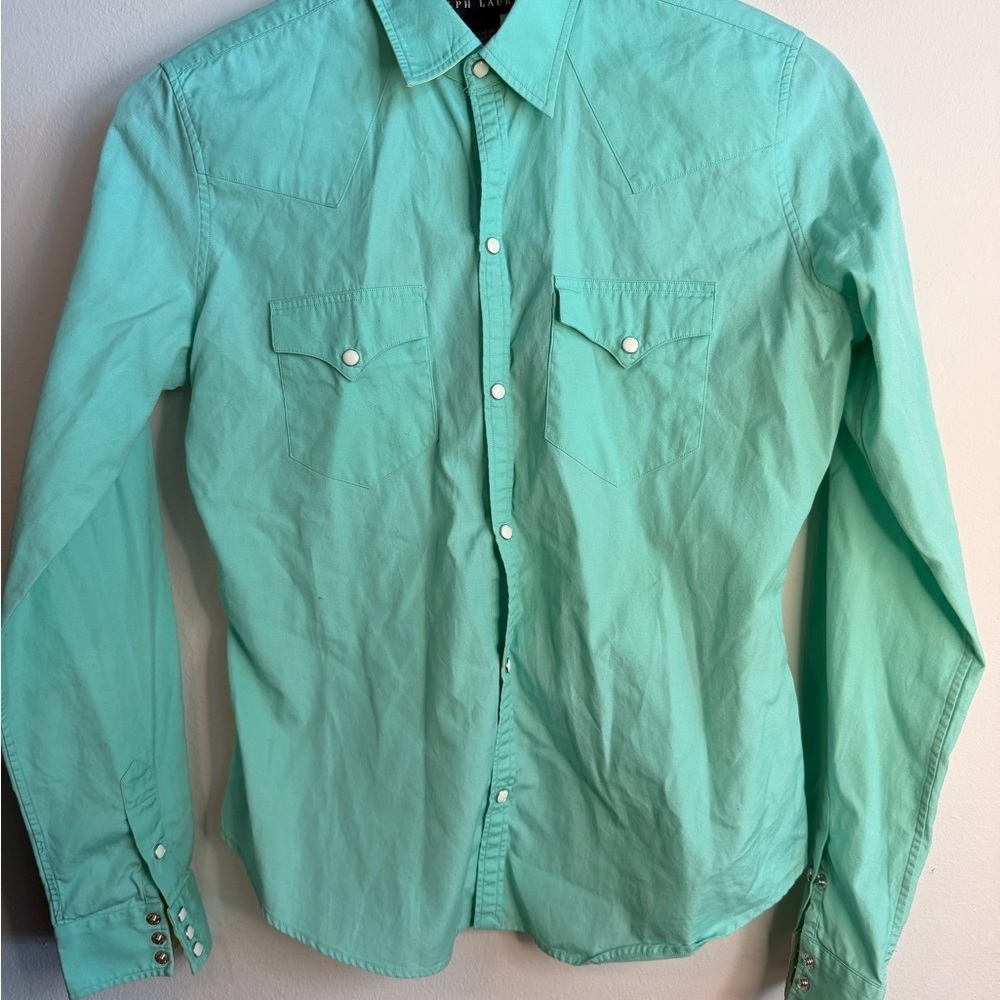 Ralph Lauren black label Aqua Button Down western Shirt